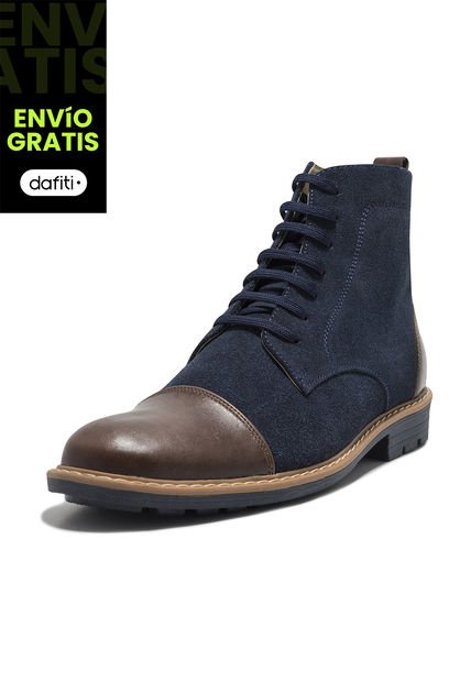 Bota Para Hombre Cuero Azul X Café VFYN 450 3