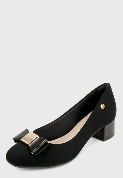 Tacón Medio Negro-Dorado Via Marte