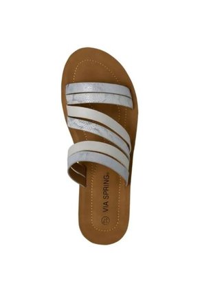 Sandalias Mujer Via Spring - Color Plateado/Café