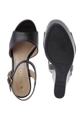 Sandalia Tacón Corrido Negro Via Uno