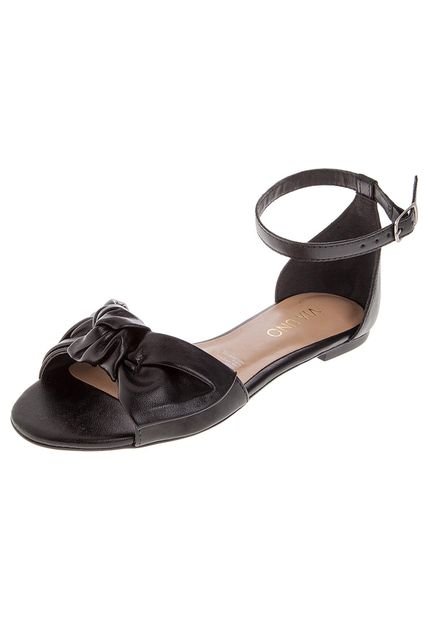 Sandalia Plana Negra Via Uno