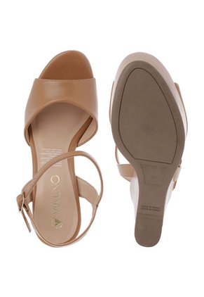 Sandalia Tacón Corrido Café Via Uno