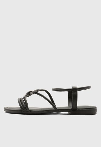 Sandalias Planas Casual VIA UNO Negro Via Uno