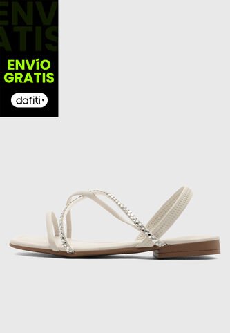 Sandalias Planas Casual VIA UNO Marfil Via Uno