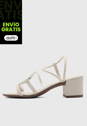 Sandalias Tacón Medio Casual VIA UNO Blanco Via Uno