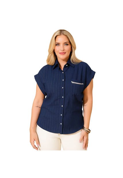 BLUSA VIKATS MUJER AG7417 AZUL OSCURO Talla 18