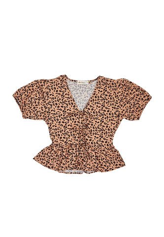 BLUSA VIKATS MUJER AG7576 ANIMAL PRINT CAMEL Talla L Vikats
