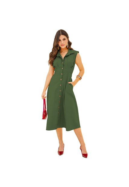VESTIDO VIKATS MUJER AG7287 VERDE MILITAR Talla S
