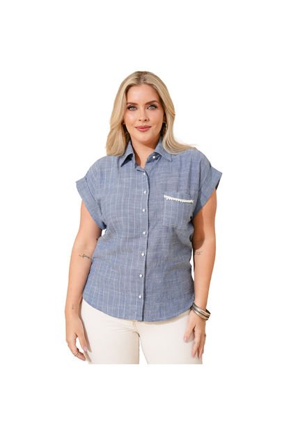 BLUSA VIKATS MUJER AG7417 AZUL MEDIO Talla 18