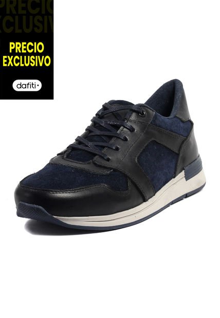 Tenis Moda Cuero Hombre AzulXNegro VillabonR VE-3032