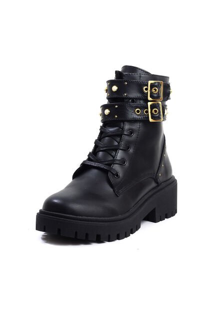 Botas Cuero Mujer Negro VillabonR VDM-5057 Correas Taches