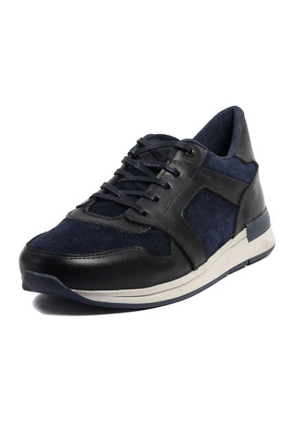 Tenis Moda Cuero Hombre AzulXNegro VillabonR VE-3032