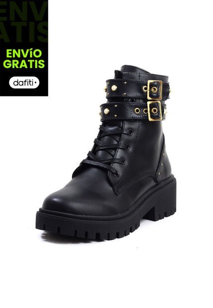 Botas Cuero Mujer Negro VillabonR VDM-5057 Correas Taches