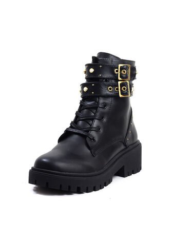 Botas Cuero Mujer Negro VillabonR VDM-5057 Correas Taches VillabonR