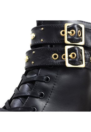 Botas Cuero Mujer Negro VillabonR VDM-5057 Correas Taches