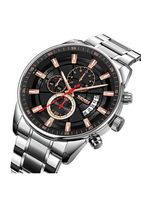 Reloj Skmei 9285 Cronógrafo Tablero Negro - Plata