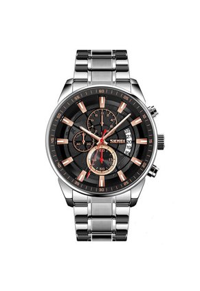 Reloj Skmei 9285 Cronógrafo Tablero Negro - Plata