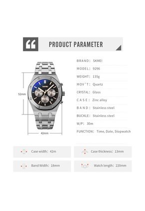 Reloj Skmei 9296 Cronógrafo - Plata