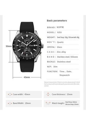 Reloj Scottie 9253 Cronógrafo Carcasa Plata - Negro