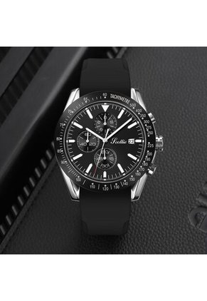 Reloj Scottie 9253 Cronógrafo Carcasa Plata - Negro