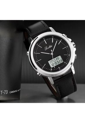Reloj Scottie 1652 Dual Time Bisel Plata - Negro