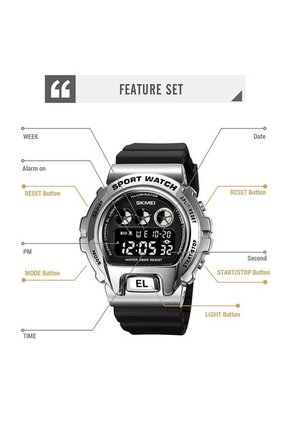 Reloj Skmei 1905 Digital Carcasa Plata - Negro
