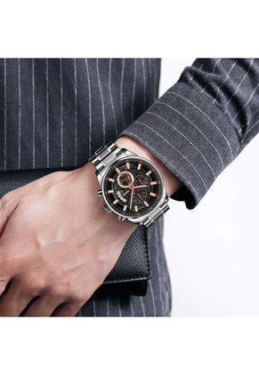 Reloj Skmei 9285 Cronógrafo Tablero Negro - Plata