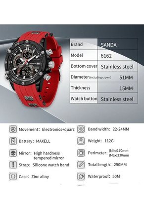 Reloj Hombre Sven 6162 Dual Time - Rojo