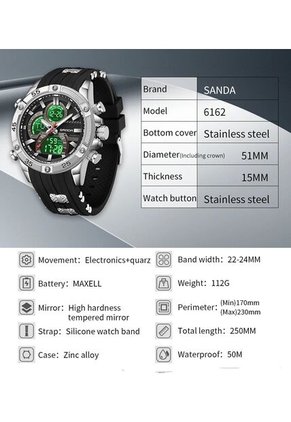 Reloj Hombre Sven 6162 Dual Time - Plata