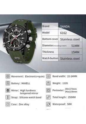 Reloj Hombre Sven 6162 Dual Time - Verde