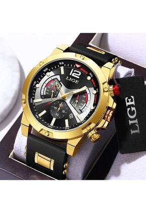 Reloj Lige 98135 Cronógrafo Tablero Negro - Dorado