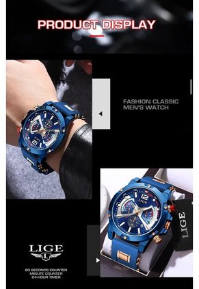 Reloj Lige 98135 Cronógrafo Tablero Azul - Azul
