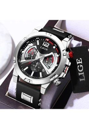 Reloj Lige 98135 Cronógrafo Tablero Negro - Plata