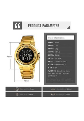 Reloj Skmei 1712 Digital Original - Dorado