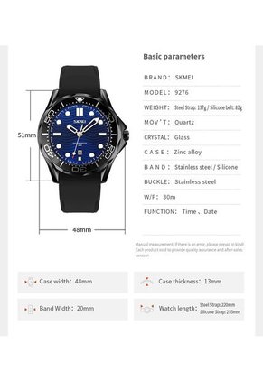 Reloj Casual Skmei 9276 Fondo Azul - Negro