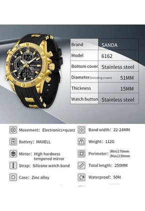 Reloj Hombre Sven 6162 Dual Time - Dorado