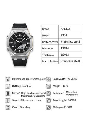 Reloj Hombre Sven 3309 Dual Time - Plata