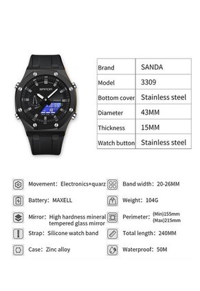 Reloj Hombre Sven 3309 Dual Time - Negro