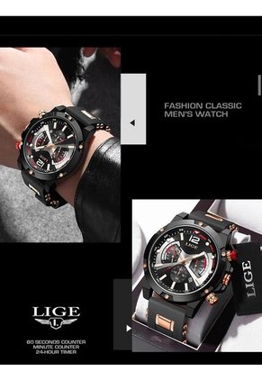 Reloj Lige 98135 Cronógrafo Tablero Negro - Negro