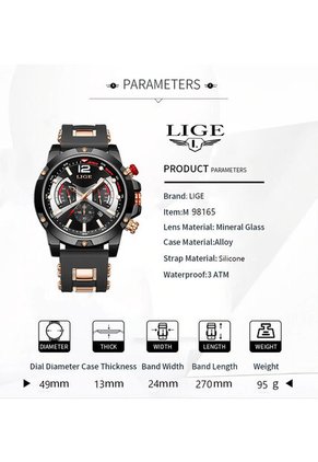 Reloj Lige 98135 Cronógrafo Tablero Negro - Negro