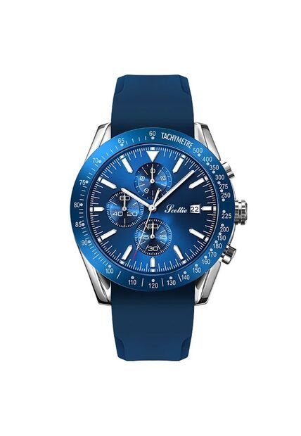 Reloj Scottie 9253 Cronógrafo Carcasa Plata - Azul