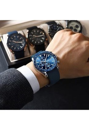 Reloj Scottie 9253 Cronógrafo Carcasa Plata - Azul