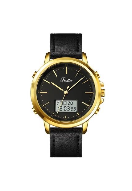 Reloj Scottie 1652 Dual Time Bisel Dorado - Negro