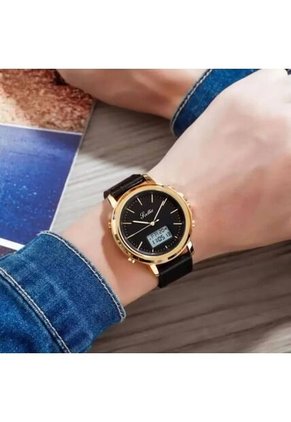 Reloj Scottie 1652 Dual Time Bisel Dorado - Negro