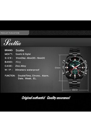 Reloj Scottie 1146 Dual Time - Negro