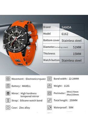 Reloj Hombre Sven 6162 Dual Time - Naranja