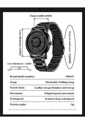 Reloj FoxBox (Braille) Magnético Acero - Negro