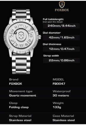 Reloj FoxBox (Braille) Magnético Zodiaco - Plata