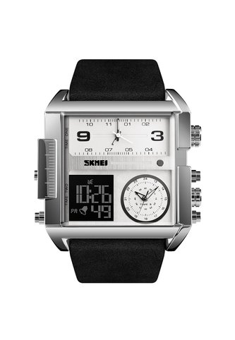 Reloj Skmei 1584 Dual Time Tablero Blanco - Negro Vintage Accessories