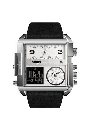 Reloj Skmei 1584 Dual Time Tablero Blanco - Negro